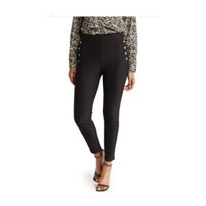 Patrizia Luca Womens Black Sailor Button Ponte Knit Skinny Pants Sz L New